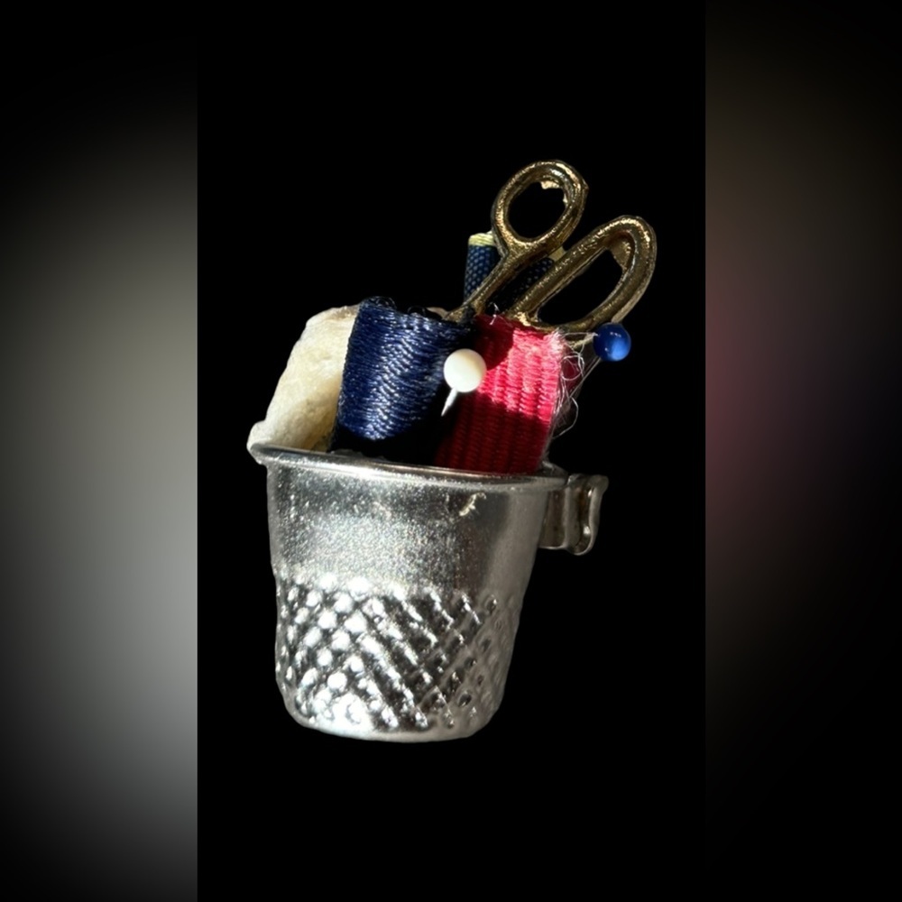 Vintage Sowing Basket Brooch